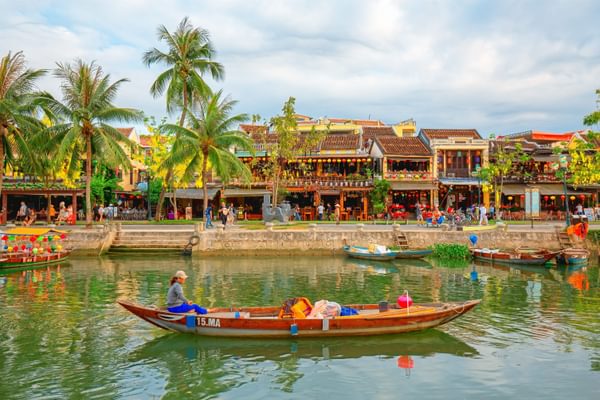 Boat along the river in Hoi An Vietnam