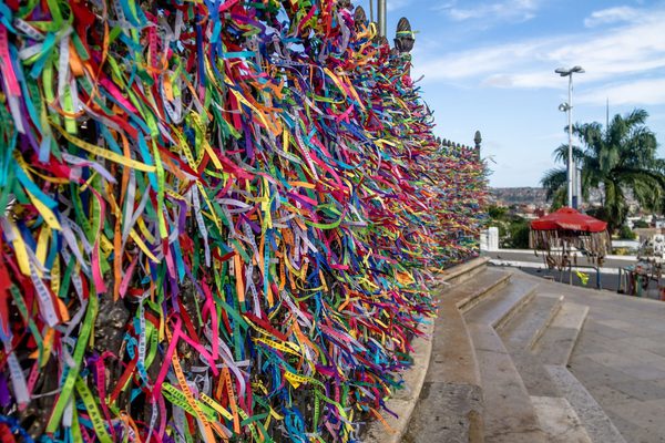Colourful ribbons at Bonfim church Salvador Brazil Canva Pro
