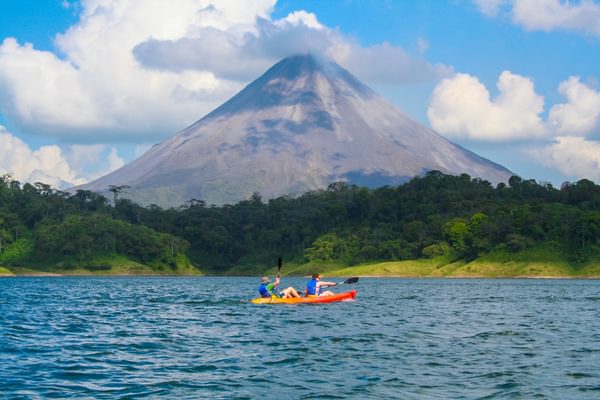 Couple kayaking on Lake Arenal
