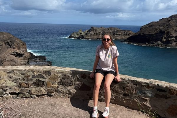 Day 2 Full island Tour with Aarons Adventures Me at Sandy Bay beach Old East india Trading company fortification