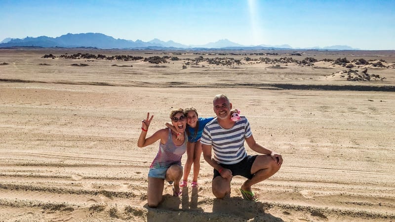 Family in Egyptian desert Canva Pro