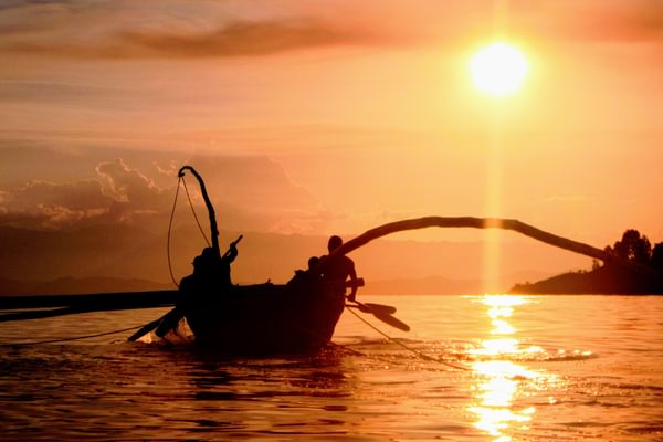 Fishermen On Lake Kivu At Sunset