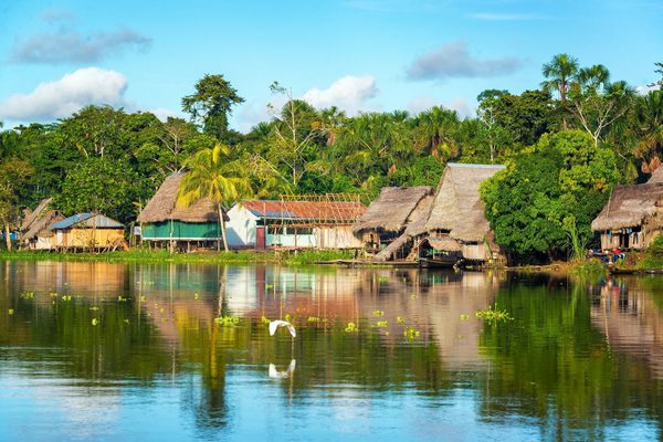 Houses by the river Iquitos Peru