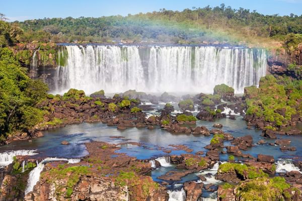 Iguazu falls Brazil with a rainbow