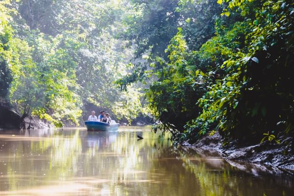 Kinabatangan river with tourists Borneo
