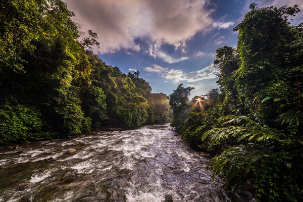 Kurching landscape stram Borneo Destination Asia photo
