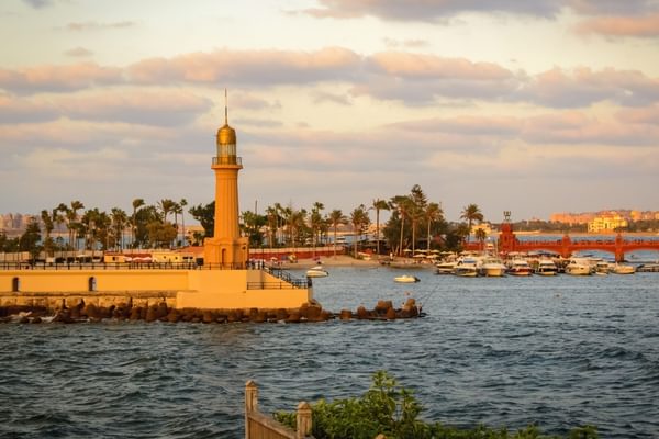 Lighthouse in the harbour of Alexandria Egypt