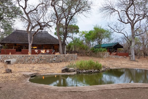 Pond and chalet Thawale Lodge Majete Malawi