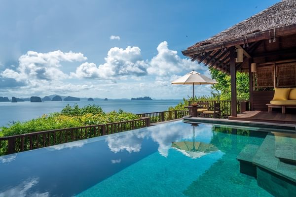 Pool balcony view Six Senses Ya Noi Phang Nga Bay Thailand