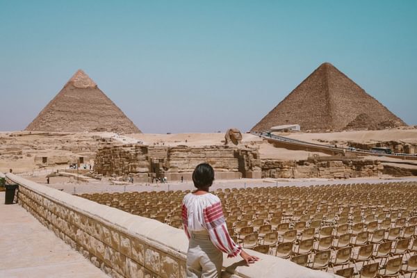 Pyramids and Sphinx view at Giza Cairo Egypt