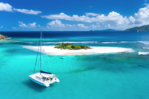 Aerial view of Catamaran at Sandy Spit British Virgin Islands Canva Pro