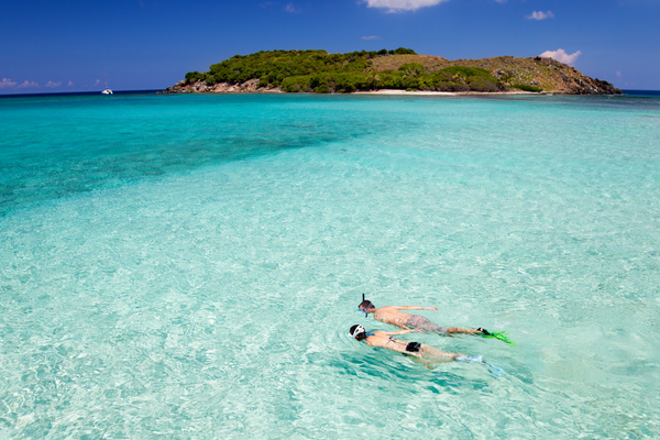 Honeymoon couple snorkeling in the Caribbean Canva Pro